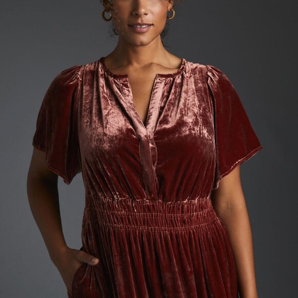 Anthropologie Velvet Somerset Maxi Dress Raspberry - Picture 3 of 6